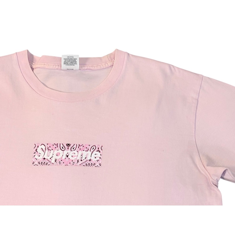 Supreme Bandana Box Logo t shirt men's large Pink Paisley